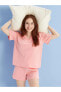 LCW DREAM V Yaka Düz Kısa Kollu Kadın Şortlu Pijama Takımı