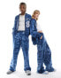 Фото #1 товара COLLUSION Unisex relaxed skate joggers in blue wash co-ord