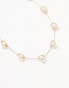 ASOS DESIGN Curve choker necklace with faux pearl and heart detail in gold tone