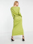 & Other Stories drape jersey midi dress in lime