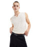 ASOS DESIGN vest in white texture with notch neckline