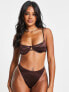 South Beach caged underwire bikini top in high shine brown