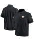 Фото #4 товара Men's Black Pittsburgh Steelers Sideline Coach Short Sleeve Hoodie Quarter-Zip Jacket