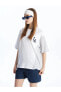 Фото #2 товара Футболка женская LC WAIKIKI LCW Vision с вышивкой на горловине и короткими рукавами