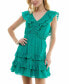 ფოტო #1 პროდუქტის Juniors' Ruffled Textured Cotton Fit & Flare Dress