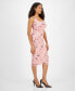 ფოტო #3 პროდუქტის Women's Snakeskin-Print Rouched Midi Dress, Created for Macy's