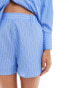 Фото #4 товара ASOS DESIGN co-ord short in blue and white stripe