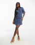 Фото #2 товара Monki denim mini shirt dress in blue