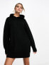 Фото #1 товара Miss Selfridge knitted oversized hoodie dress in black