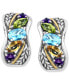 ფოტო #2 პროდუქტის EFFY® Multi-Gemstone Small Hoop Earrings (2-5/8 ct. t.w.) in Sterling Silver & 18k Gold-Plate