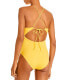 Aqua Swim 285078 Women Lace Up Plunge One Piece Swimsuit, Size Large