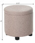 Фото #8 товара 15.75" Faux Linen Round Storage Ottoman with Tray Lid
