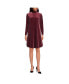 Фото #3 товара Women's Long Sleeve Velvet Turtleneck Dress