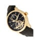 ფოტო #3 პროდუქტის Automatic Gregory Gold Case, Genuine Black Leather Watch 45mm