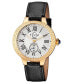 ფოტო #1 პროდუქტის Women's Astor Swiss Quartz Diamond Accents Black Genuine Leather Strap Watch 40mm