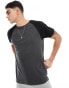 Фото #2 товара Brave Soul raglan t-shirt in dark charcoal marl & black