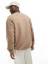 ASOS DESIGN oversized half zip sweatshirt with contrast collar in brown