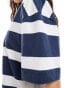 ASOS DESIGN oversized t-shirt in navy and white stripe