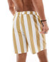 ASOS DESIGN seersucker swim shorts in short length in white and caramel stripe