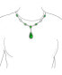 ფოტო #2 პროდუქტის Green Simulated Emerald Halo AAA CZ Pear Shaped Large Teardrop Y Fashion Statement Necklace For Women Prom Rhodium Plated Brass