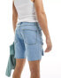 ASOS DESIGN long length denim shorts with abrasions in light wash blue hellblaue Waschung, W28 - фото #4