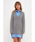 ფოტო #2 პროდუქტის Women's Mixed Media Cable Knit Sweater Dress