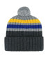 Фото #2 товара Men's Gray Buffalo Sabres Stack Patch Cuffed Knit Hat with Pom