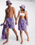 Фото #4 товара COLLUSION Unisex typo print shorts co ord in purple