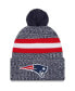 Фото #1 товара Men's Navy New England Patriots 2023 Sideline Cuffed Knit Hat With Pom