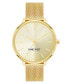 Фото #1 товара Women's Quartz Gold-Tone Stainless Steel Mesh Band Watch, 40mm