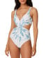 Фото #1 товара Bar III ABALONE BLUE Spiraling Twist-Front One-Piece Swimsuit US X-Small