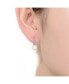 ფოტო #2 პროდუქტის Sterling Silver with White Gold Plated White Round Pearl with Clear Round Cubic Zirconia Drop Earrings