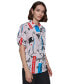 Фото #7 товара Women's Printed Bungee-Sleeve Button-Down Top