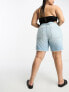 Фото #2 товара ASOS DESIGN Curve denim bermuda shorts with distressed hem in lightwash blue