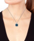 Фото #2 товара EFFY® London Blue Topaz (11-3/4 ct. t.w.) & Diamond (7/8 ct. t.w.) Halo 18" Pendant Necklace in 14k White Gold