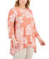 Фото #1 товара Plus Size Floral-Print Jacquard Swing Top, Created for Macy's