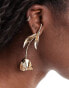 Фото #3 товара ASOS DESIGN drop earrings with rose detail in gold tone