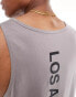 ASOS DESIGN relaxed vest with neck in grey with Los Angeles spine print