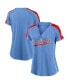 Women's Blue, Red St. Louis Cardinals True Classic League Diva Pinstripe Raglan V-Neck T-shirt