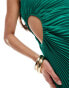 Aria Cove pleated one shoulder cut out maxi dress in green