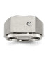 ფოტო #1 პროდუქტის Stainless Steel Brushed and Polished CZ Signet Ring
