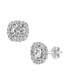 Multi Colored Cubic Zirconia Cushion Shape Stud Earring in Sterling Silver