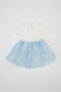 Kız Bebek Çiçekli Fitilli Kaşkorse Kısa Kollu Tütü Elbise C5985A524SM