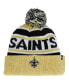 Big Boys Black and Gold New Orleans Saints Hangtime Cuffed Knit Hat with Pom