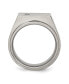 Titanium Brushed and Polished CZ Square Signet Ring