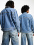 COLLUSION Unisex oversized denim jacket in medium blue Синий, XS - фото #11