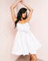 ASOS LUXE cotton sateen babydoll summer dress with corsage detail and wired hem in white