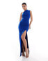 Фото #1 товара Vesper one shoulder thigh split detail maxi dress in cobalt