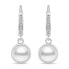 Charming silver earrings with pearl and zircons EA90