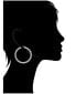 Rhodium Satin Beaded Hoop Earrings